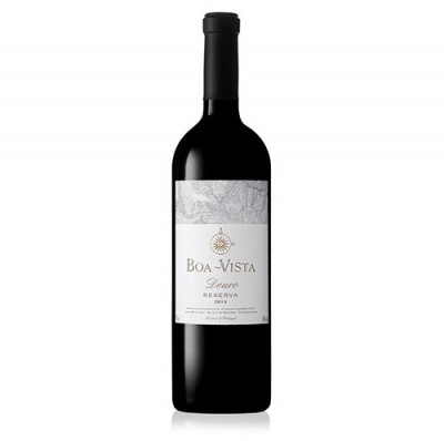 Garrafa de vinho tinto Boa Vista Douro Reserva 2014 com rótulo branco