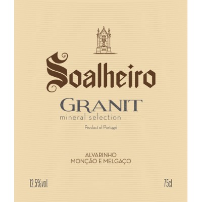 Etiqueta de vinho Soalheiro Granit com texto detalhado
