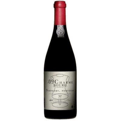 Garrafa de vinho tinto 09 Charme Bourg Niepoort Portugal com rótulo branco e rolha vermelha