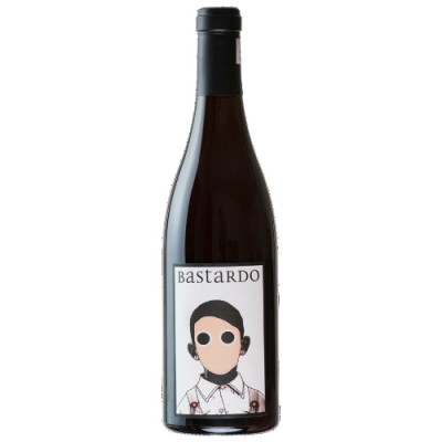 Garrafa de vinho BASTARDO com rótulo ilustrado em fundo branco