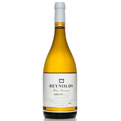 Garrafa de vinho branco Reynolds Arinto com rótulo branco e detalhes dourados