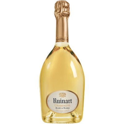 Garrafa de champanhe Ruinart Blanc de Blancs com rótulo oval