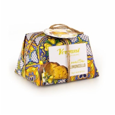 Caixa colorida com pão doce italiano panettone sabor limoncello