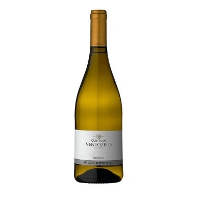 Garrafa de vinho branco Quinta de Ventozelo 2015 com rótulo branco