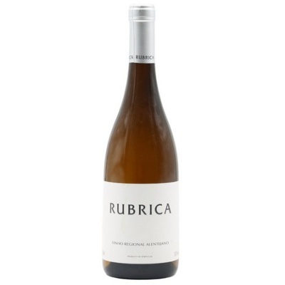 Garrafa de vinho branco RUBRICA com rótulo branco