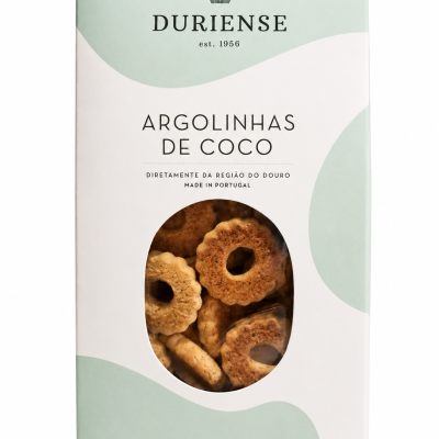 Embalagem de bolachas Argolinhas de Coco Duriense com janela transparente