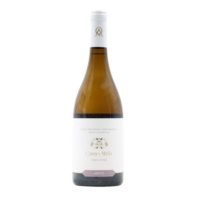 Garrafa de vinho branco Casa da Alela Arinto com rótulo branco