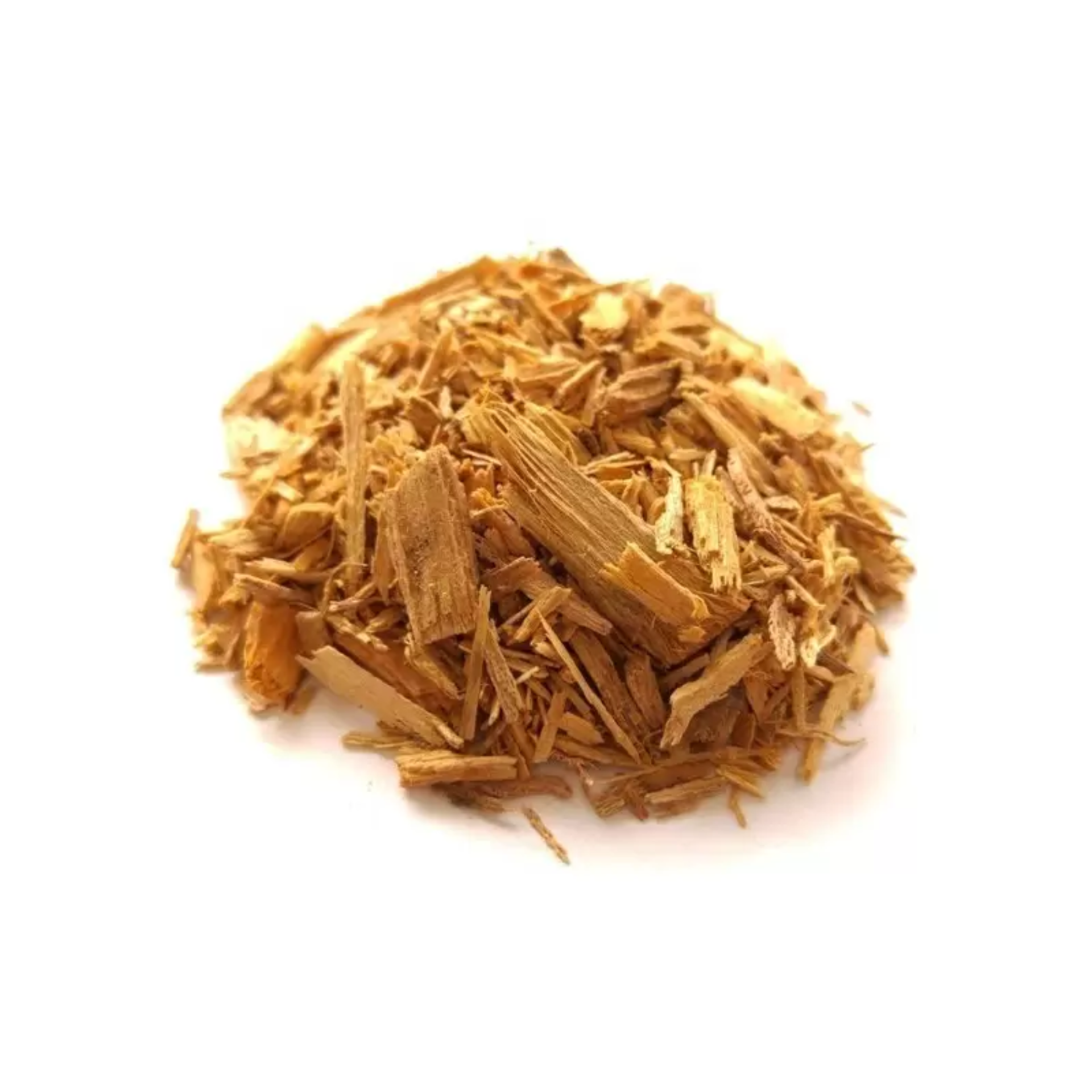 Borututu, Raiz 20g Aparas de madeira castanha clara empilhadas sobre fundo branco