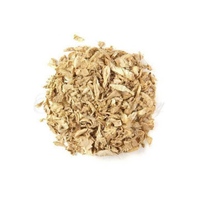 Gengibre seco ralado em grãos de cor bege claro