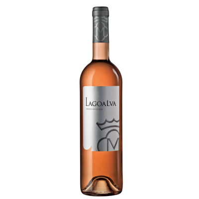 Garrafa de vinho rosé Lagoalva com rótulo prateado e cápsula cinza