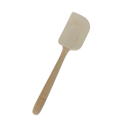 Espátula de cozinha de madeira e silicone branco