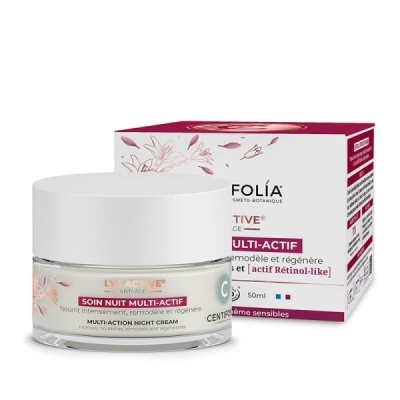Creme facial de noite Folia Multi-Active Anti-Age em embalagem com caixa
