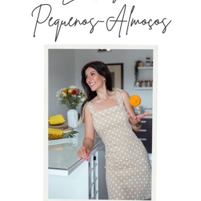 Capa de e-book com mulher sorridente numa cozinha segurando uma laranja