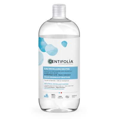 Frasco transparente de Água Micelar Neutra Centifolia 500 ml