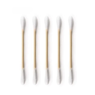 Cinco hastes flexíveis com pontas de algodão branco