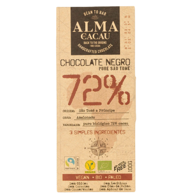 Embalagem de chocolate negro ALMA CACAU 72%