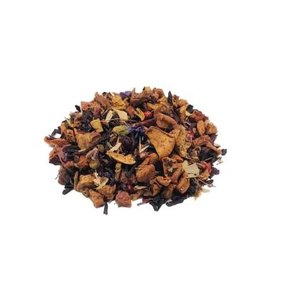 Mistura de chá a granel com folhas e flores secas coloridas