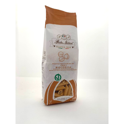 Pacote de massa penne Pasta Natura sem glúten com farinha biológica de grão-de-bico