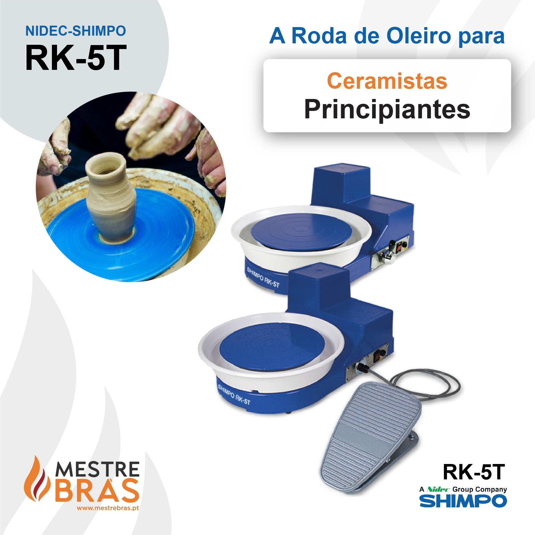 Rodas de oleiro eléctricas Nidec-Shimpo RK-5T para ceramistas com pedal