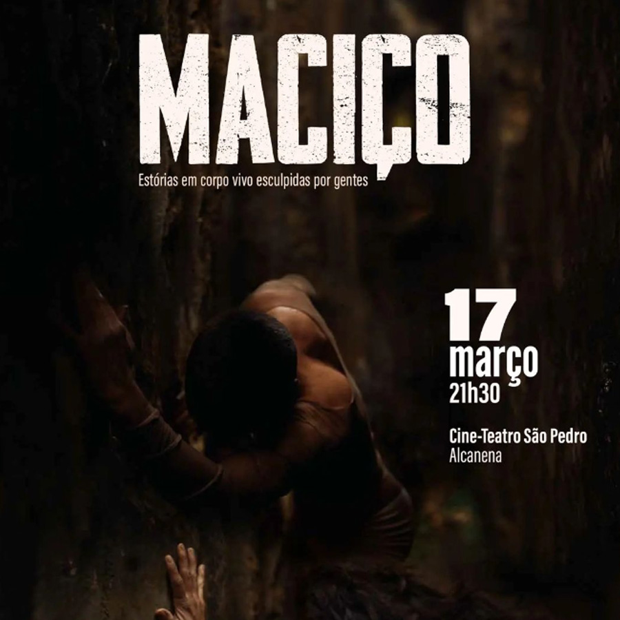 Cartaz promocional do evento MACIÇO no Cine-Teatro São Pedro Alcanena