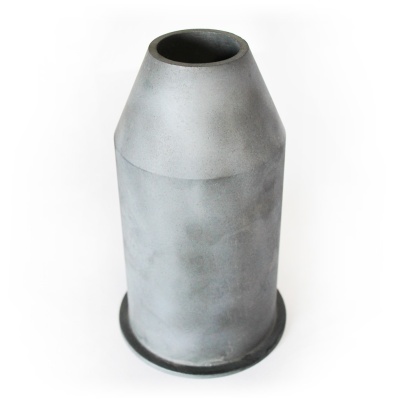 Vaso de cerâmica cinzento com textura mate e formato cónico