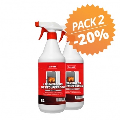 Dois frascos de produto de limpeza para vidros com selo de desconto PACK 2 -20%