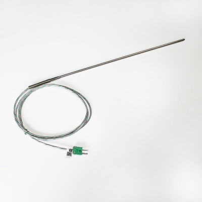 Sonda metálica com cabo revestido a malha têxtil e conector verde