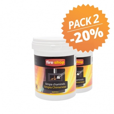 Dois frascos de limpa chaminés fire shop com promoção pack 2 -20%.