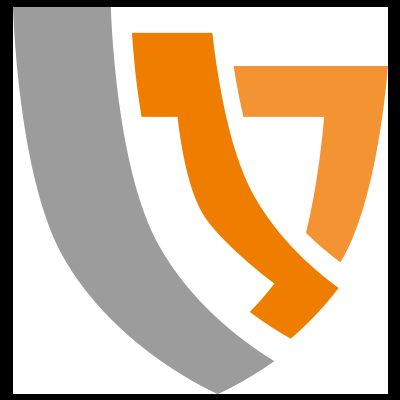 Logotipo abstrato cinzento e laranja com fundo transparente