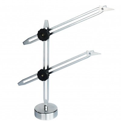 Compasso de desenho técnico metálico prateado com base circular