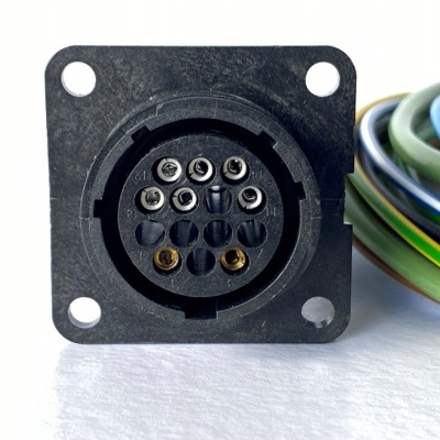 Conector elétrico redondo de 9 pinos com cabo colorido