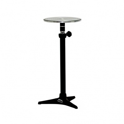 Suporte circular metálico preto com topo prateado ajustável