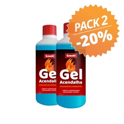 Pack de gel acendalha com selo de desconto
