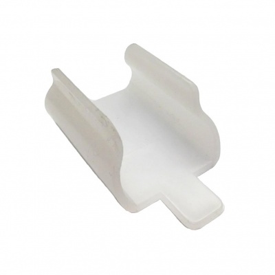 Encaixe de plástico branco com abas curvas, formato alongado
