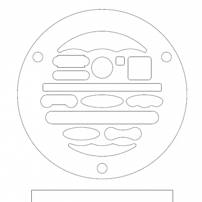 Molde circular com recortes variados e escala inferior