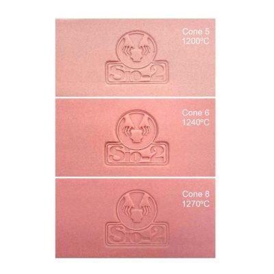Placas de argila rosa com selo Sio-2 e temperaturas de cozedura Cone 5 1200°C, Cone 6 1240°C, Cone 8 1270°C