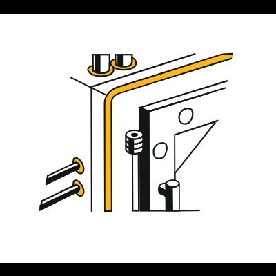 Ilustrações técnicas de componentes de ventilação com indicação de resistência a altas temperaturas