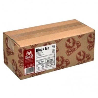 Caixa de cartão com logotipo Slo-2 e etiqueta Black Ice 5 kg