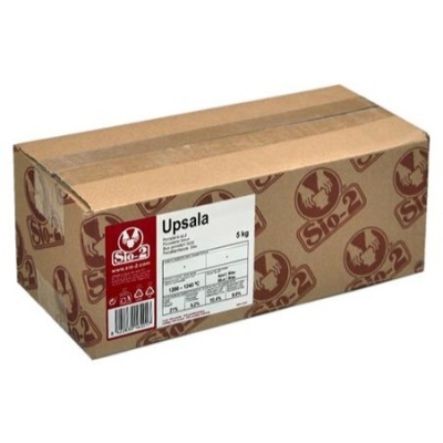 Caixa de papelão castanha com logo Sto-2 e etiqueta do produto Upsala 5 kg