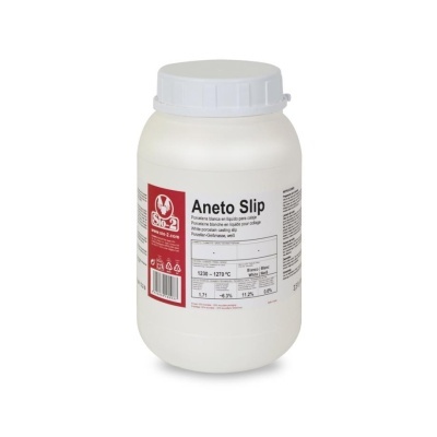 Frasco branco de Aneto Slip para porcelana líquida com etiqueta informativa.