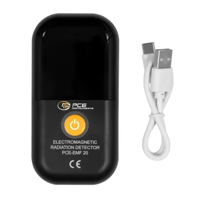 Detector de radiação eletromagnética PCE-EMF 20 preto com cabo USB branco