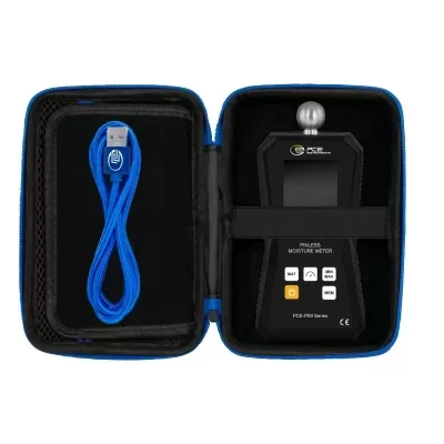 Medidor de humidade sem agulhas PCE Instruments com cabo USB e estojo azul