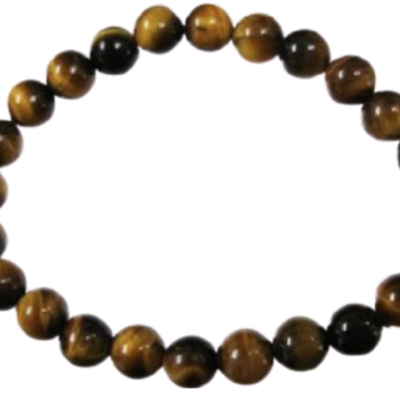 Pulseira com contas de pedra castanho-dourado e preto