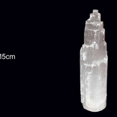 Escultura de cristal transparente em forma de torre com 15 cm de altura