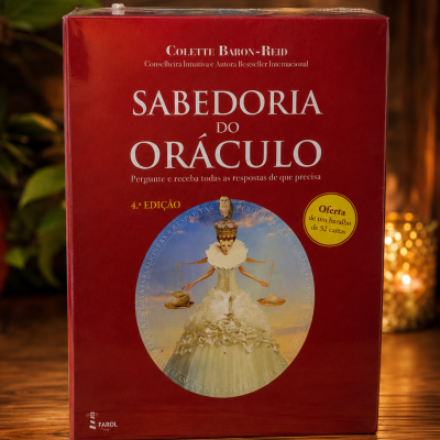 Caixa vermelha do produto Sabedoria do Oráculo com imagem artística e texto em português