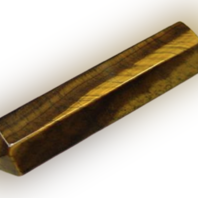 Cristal polido castanho dourado com padrão natural hexagonal.