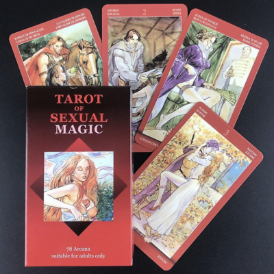 Baralho de tarot adulto com cartas ilustradas coloridas e caixa vermelha