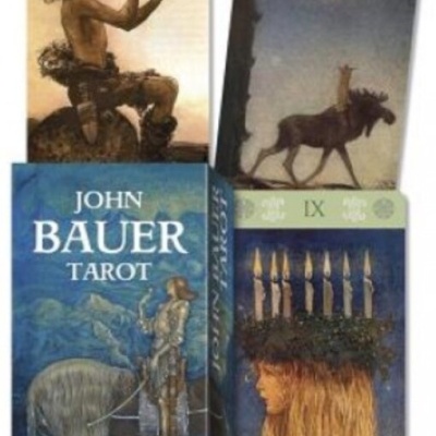 Cartas de tarô John Bauer com ilustrações artísticas e caixa azul