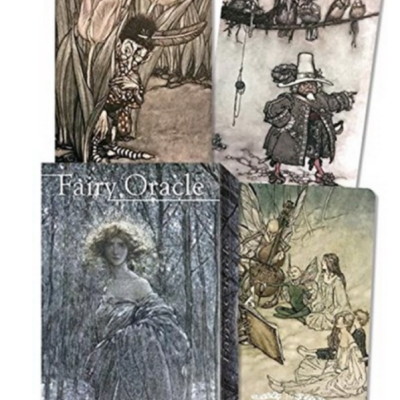 Baralho Fairy Oracle com cartas ilustradas e caixa com texto