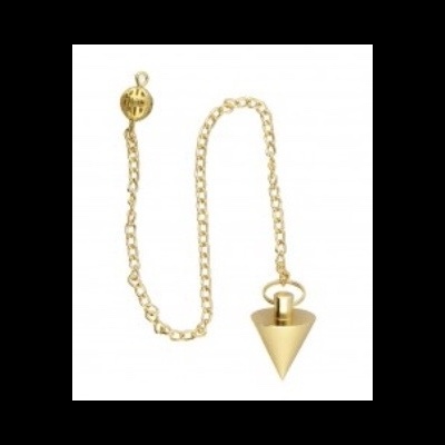 Pendente dourado em forma de cone com corrente dourada